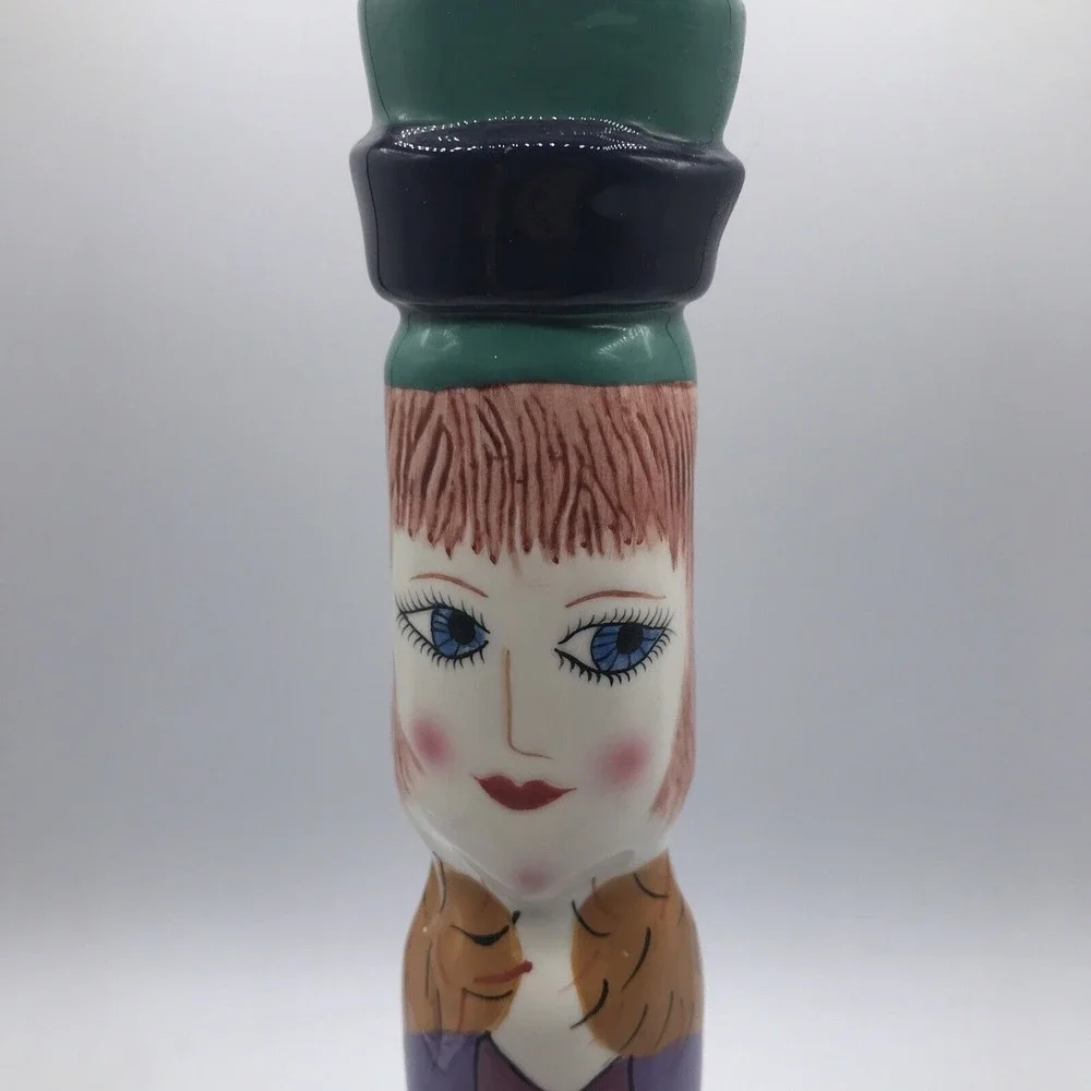 Susan Paley Ganz Candlestick Vase Gina‎ Green Boots Bella Casa Ceramic Lady